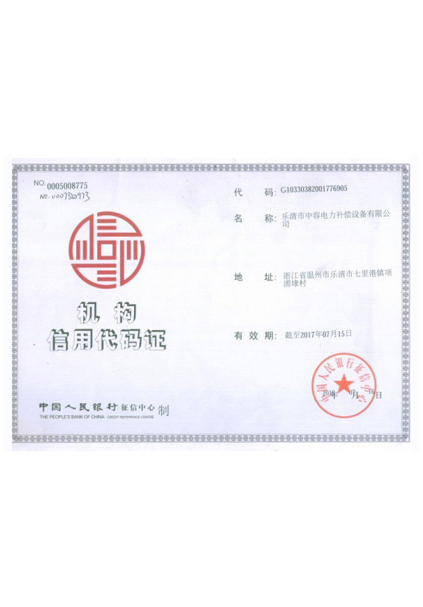 能容電力機(jī)構(gòu)信用代碼證